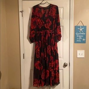 Red and black flora dress size 14W